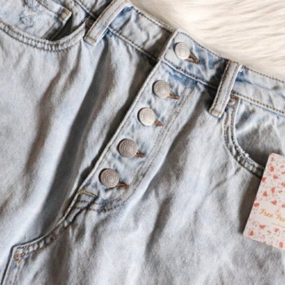 NWT Free People Mini Denim Skirt Size 27]6 A Line Button Up - Picture 4 of 7
